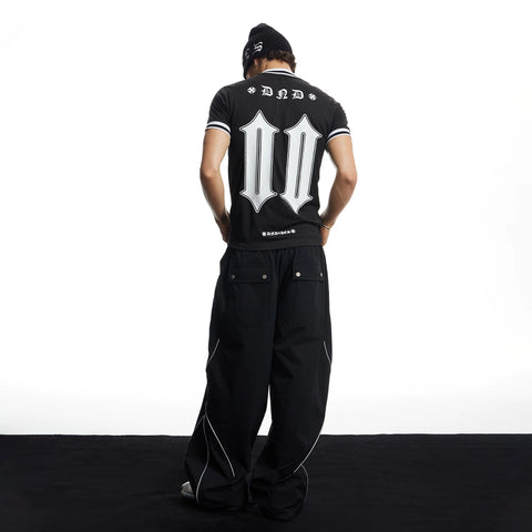 DND4DES American street retro slim fit jersey with Gothic alphanumeric print mesh breathable short sleeved T-shirt