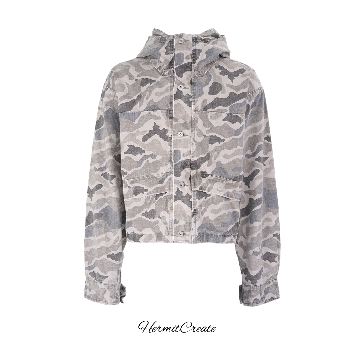 HC/HermitCreate Sand Eagle Desert Camo High Collar Hoodie Jacket Street Trendy Washed and Used