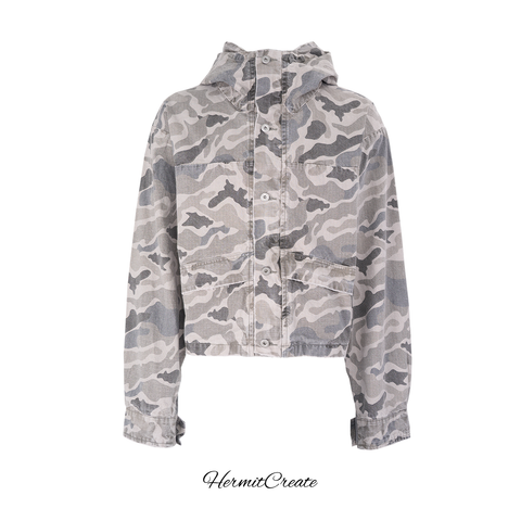 HC/HermitCreate Sand Eagle Desert Camo High Collar Hoodie Jacket Street Trendy Washed and Used
