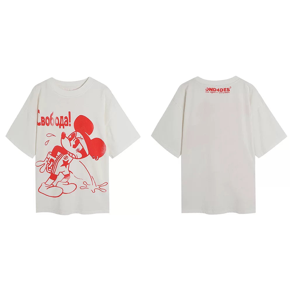 DND4DES American original cartoon anime hot stamping parody Mickey print short sleeved multi-color