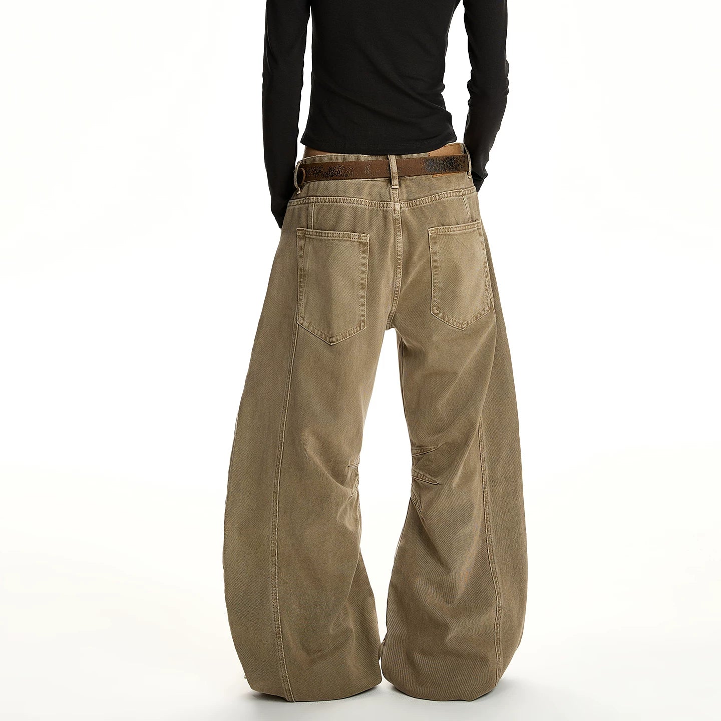 A PUEE Retro Deconstructed Wrinkle Washed Outdated Curved Knife Jeans Loose Straight Tube Micro Pull High End Long Pants