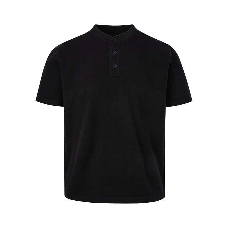 A PUEE American retro old money style breasted knitted shirt short sleeved men's and women's cleanfit high-end versatile T-shirt