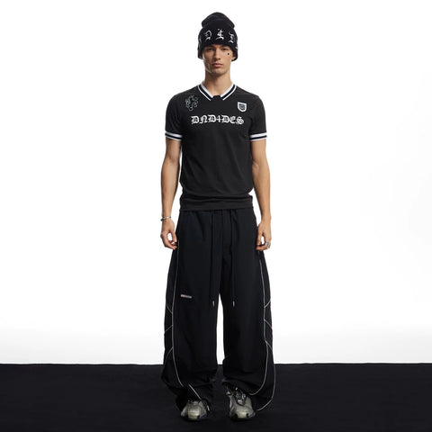 DND4DES American street retro slim fit jersey with Gothic alphanumeric print mesh breathable short sleeved T-shirt