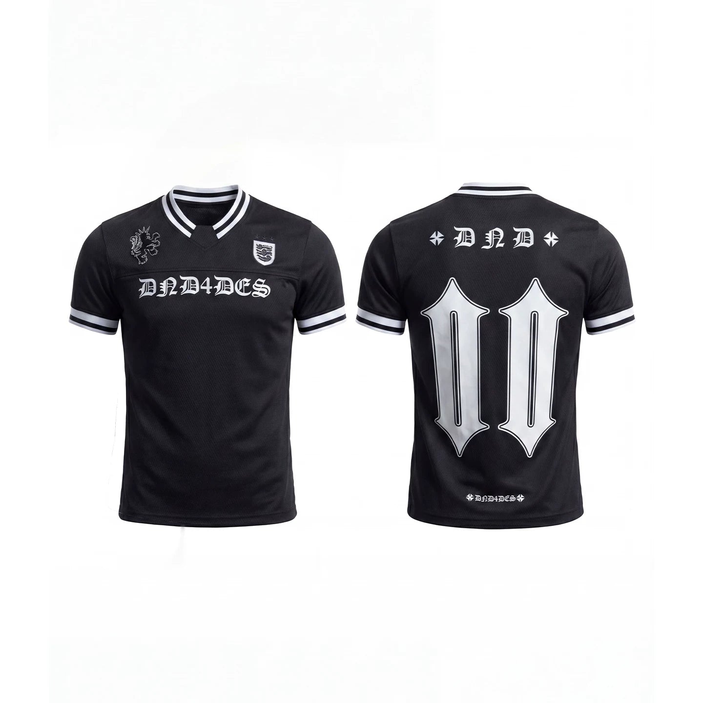 DND4DES American street retro slim fit jersey with Gothic alphanumeric print mesh breathable short sleeved T-shirt