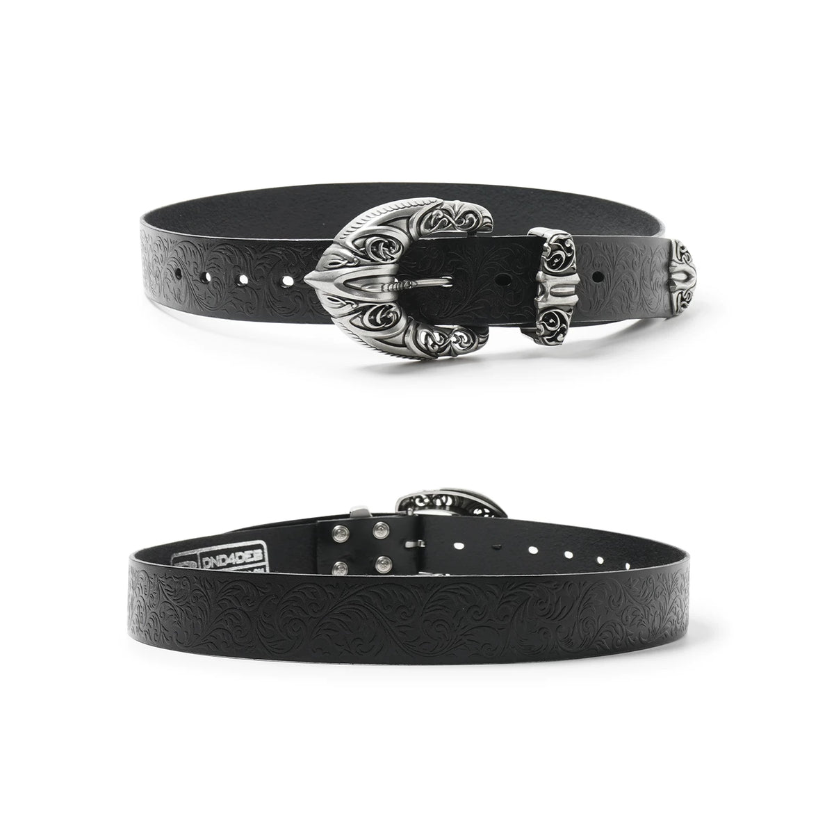 DND4DES retro honeysuckle pattern hollow carved needle buckle belt, heavy-duty head layer cowhide leather belt design sense