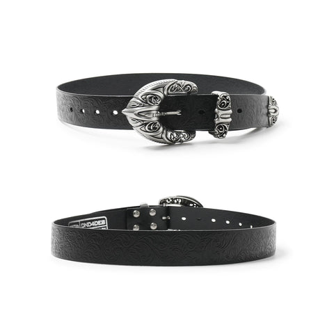 DND4DES retro honeysuckle pattern hollow carved needle buckle belt, heavy-duty head layer cowhide leather belt design sense