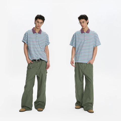 A PUEE retro American vintage vintage work pants with a high-end feel for couples, loose straight leg slimming casual pants