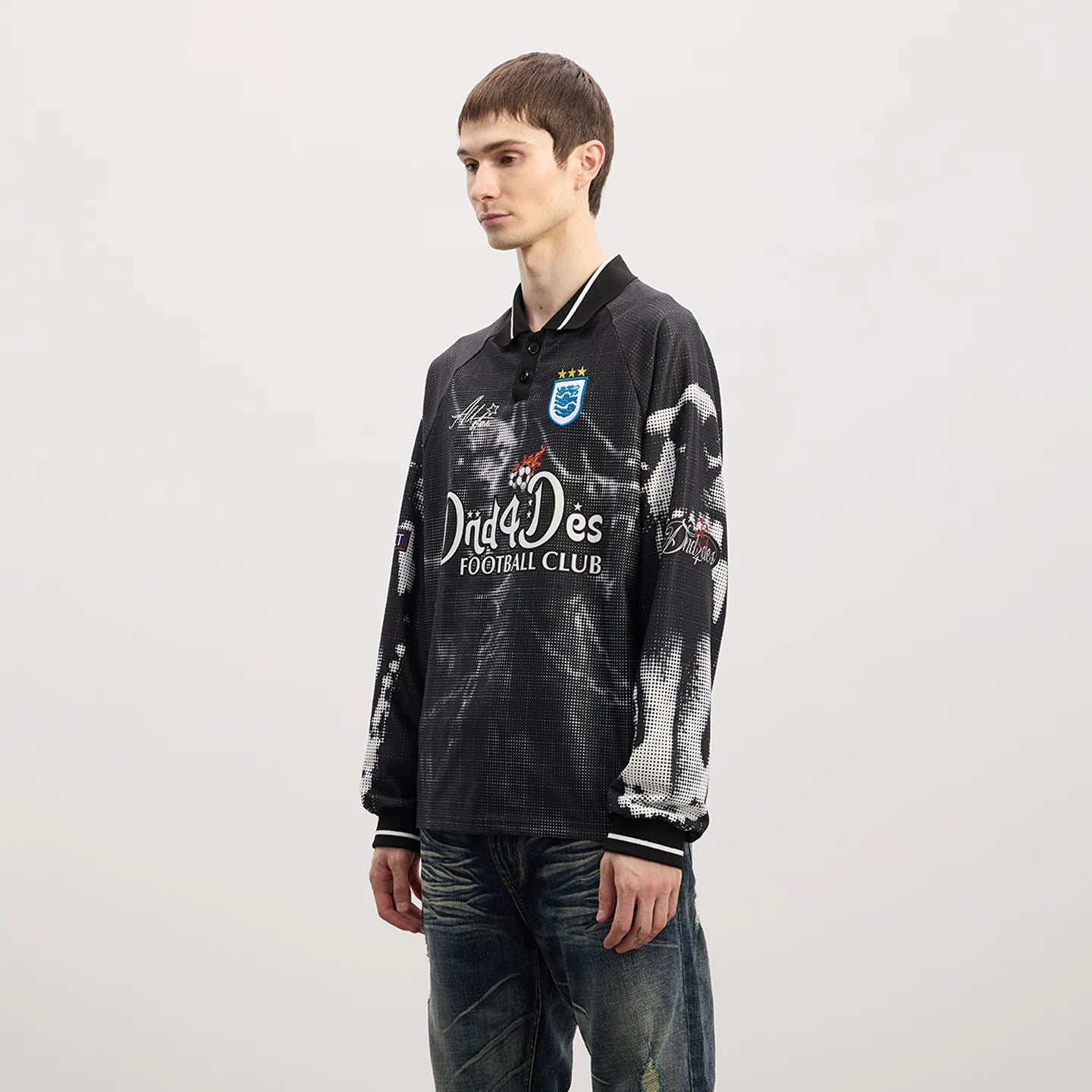 DND4DES American Blokecore Hellhound Printed Sports Collar Long Sleeve T-shirt Shirt Speed Drying Soccer Suit