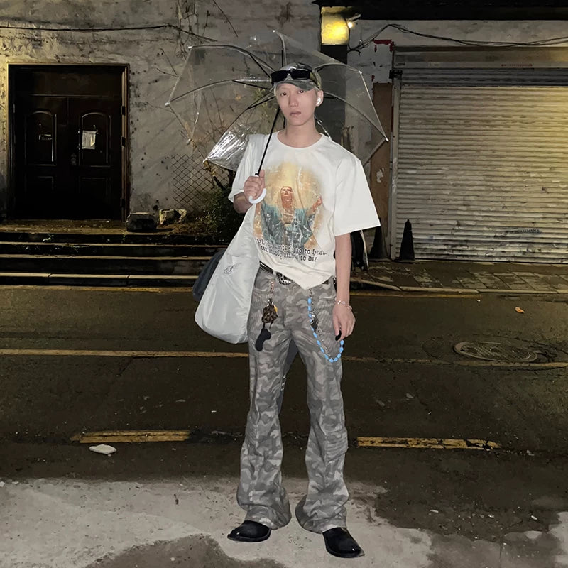 DND4DES Waste Soil Wind Original Heavy Industry Used Mud Stained Camouflage Work Pants Straight Tube Micro Pull