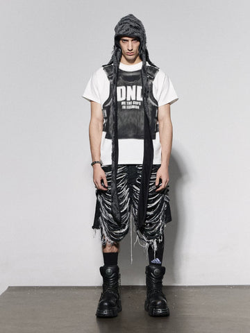 DND4DES/New Pants Band Same Style/American Street Heavy Industry Washed Knife Cut Jeans, Quarter Pants, Shorts
