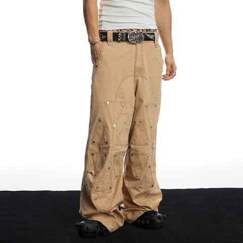 DND4DES American street heavy industry deconstruction design sense casual pants washed and worn loose work pants long pants