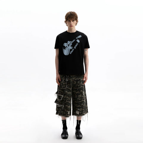A PUEE American retro boxy version shoulder short sleeved T-shirt clean fit silhouette short versatile top summer