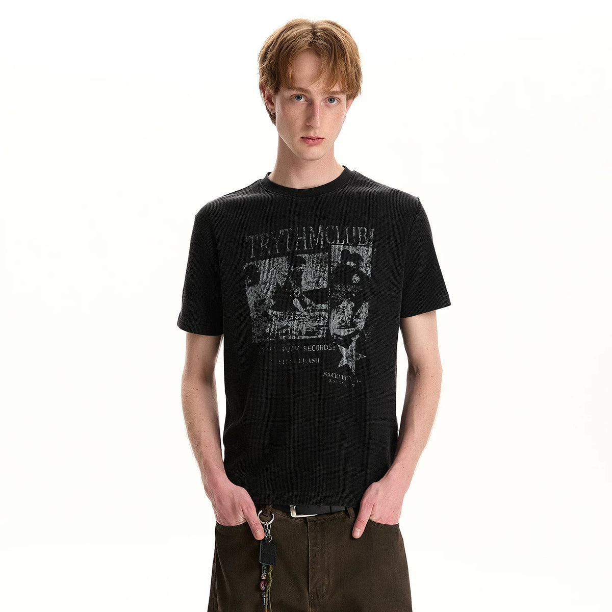 A PUEE street retro vintage vintage vintage short sleeved T-shirt, men's and women's fit, short style, slimming, front shoulder, skin friendly top
