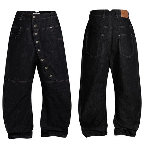 DND4DES Zhang Junhao's same American retro design style buckle baggy denim jeans