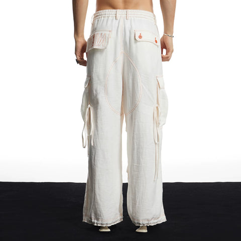 DND4DES cleanfit linen breathable and skin friendly commuting wide leg pants with multiple pockets and a hanging feel straight leg pants