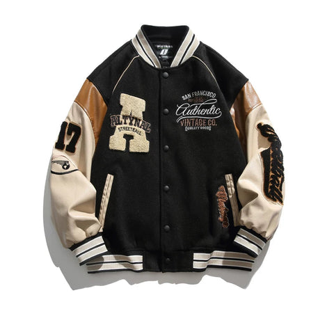 GPstudio American fashion brand spliced baseball jacket men's autumn and winter retro loose spring and autumn new couple jacket (1)