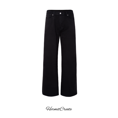 HC/HermiCreate Sailo solid black jeans ready to wear dyed basic commuting A-line pants