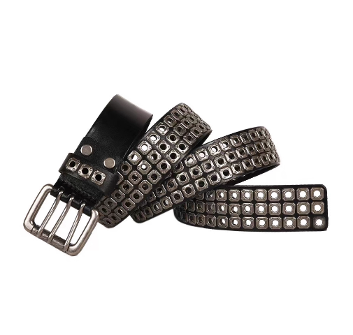 DND4DES Fan Chengcheng Xu Kai Same Gothic Dark Ya Hollow Willow Nail Head Layer Cowhide Punk Belt and Strap