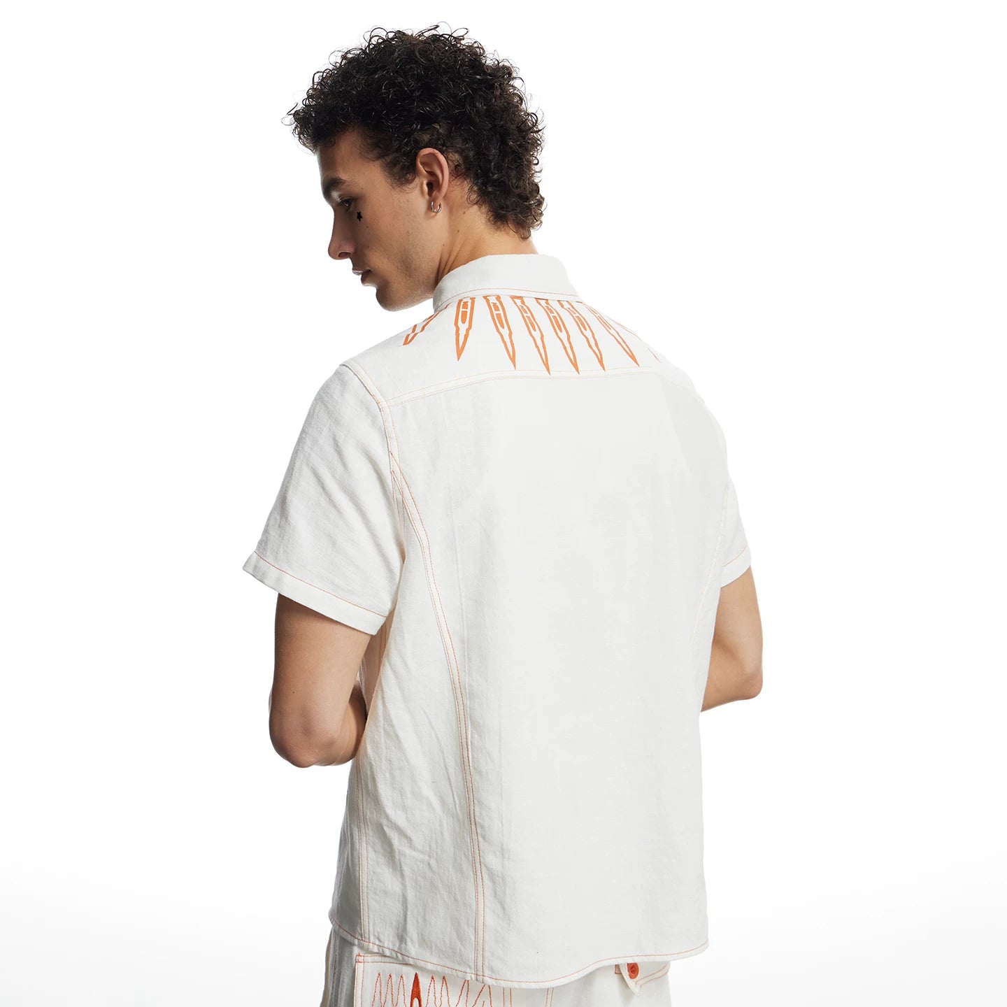 DND4DES American street contrasting bullet print linen shirt breathable and cool casual commuting short sleeved top