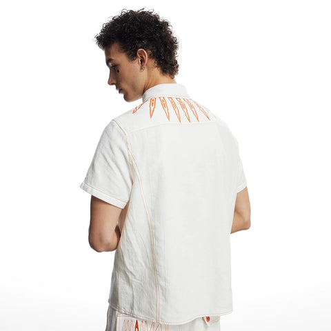 DND4DES American street contrasting bullet print linen shirt breathable and cool casual commuting short sleeved top