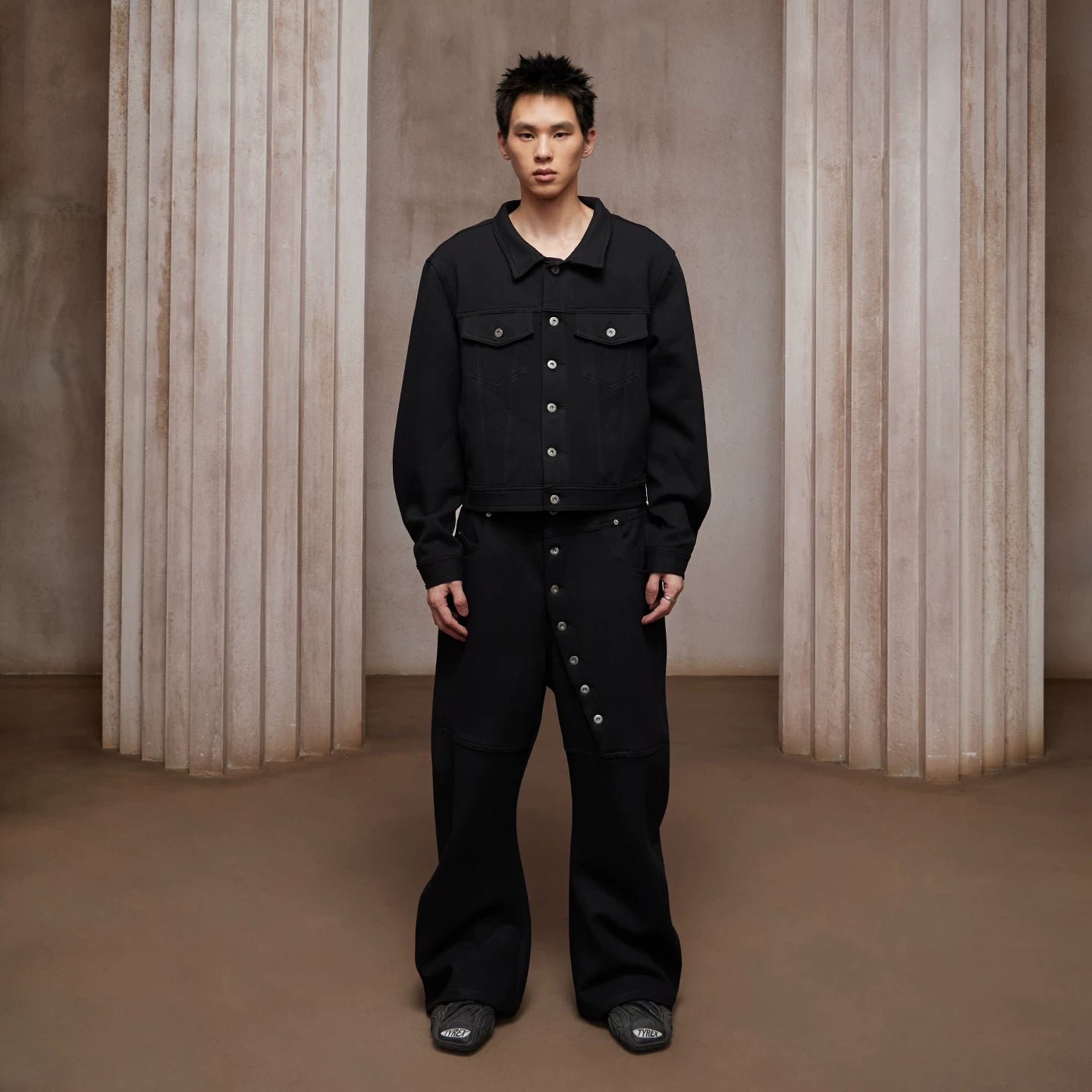 DND4DES American retro design, curved long breasted baggy silhouette, curved knife wool blend sweatpants, long pants