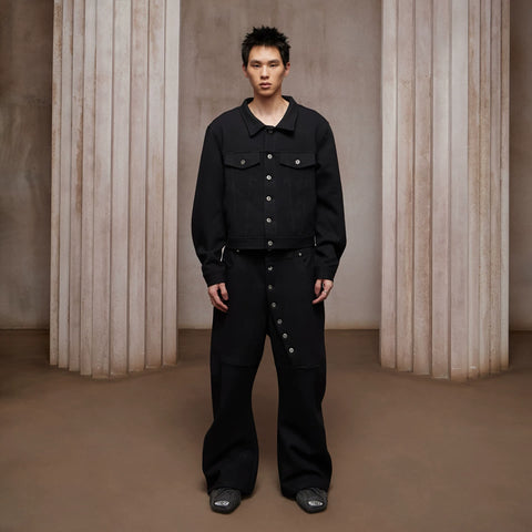 DND4DES American retro design, curved long breasted baggy silhouette, curved knife wool blend sweatpants, long pants