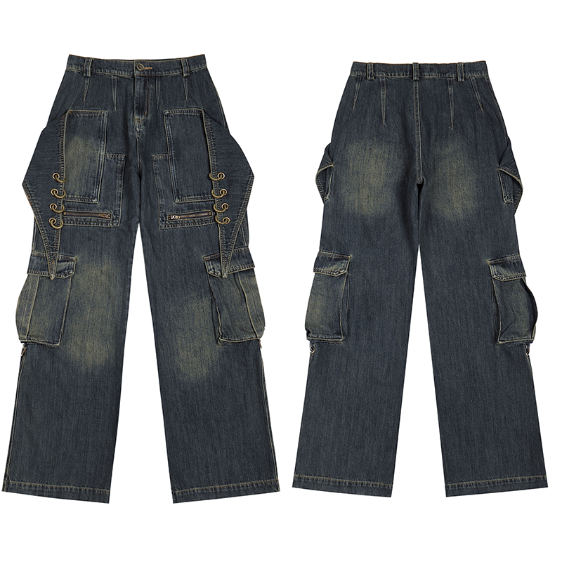 Nine ring big knife pants jeans retro straight tube DND4DES original youth trend black pants