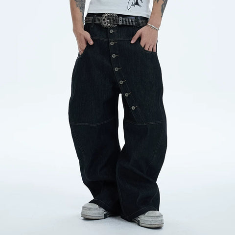 DND4DES Zhang Junhao's same American retro design style buckle baggy denim jeans