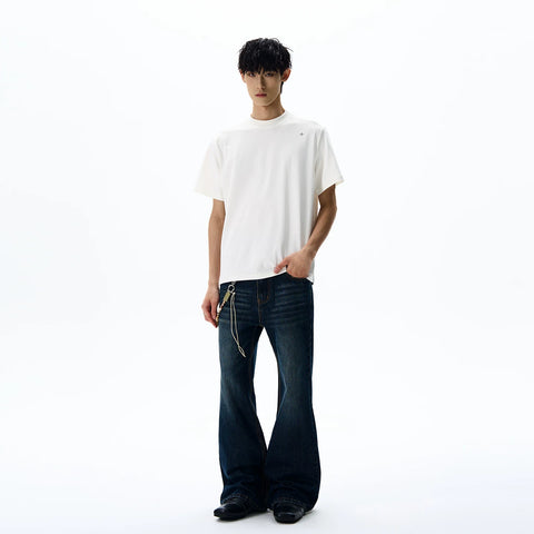 A PUEE American retro cleanfit deconstruction style shoulder short sleeved T-shirt trendy casual versatile cool top