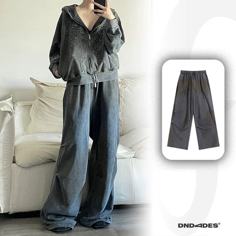 DND4DES American washed hooded sweatshirt, Wang Yiheng's same style, made of old mud dyed cotton loose jacket