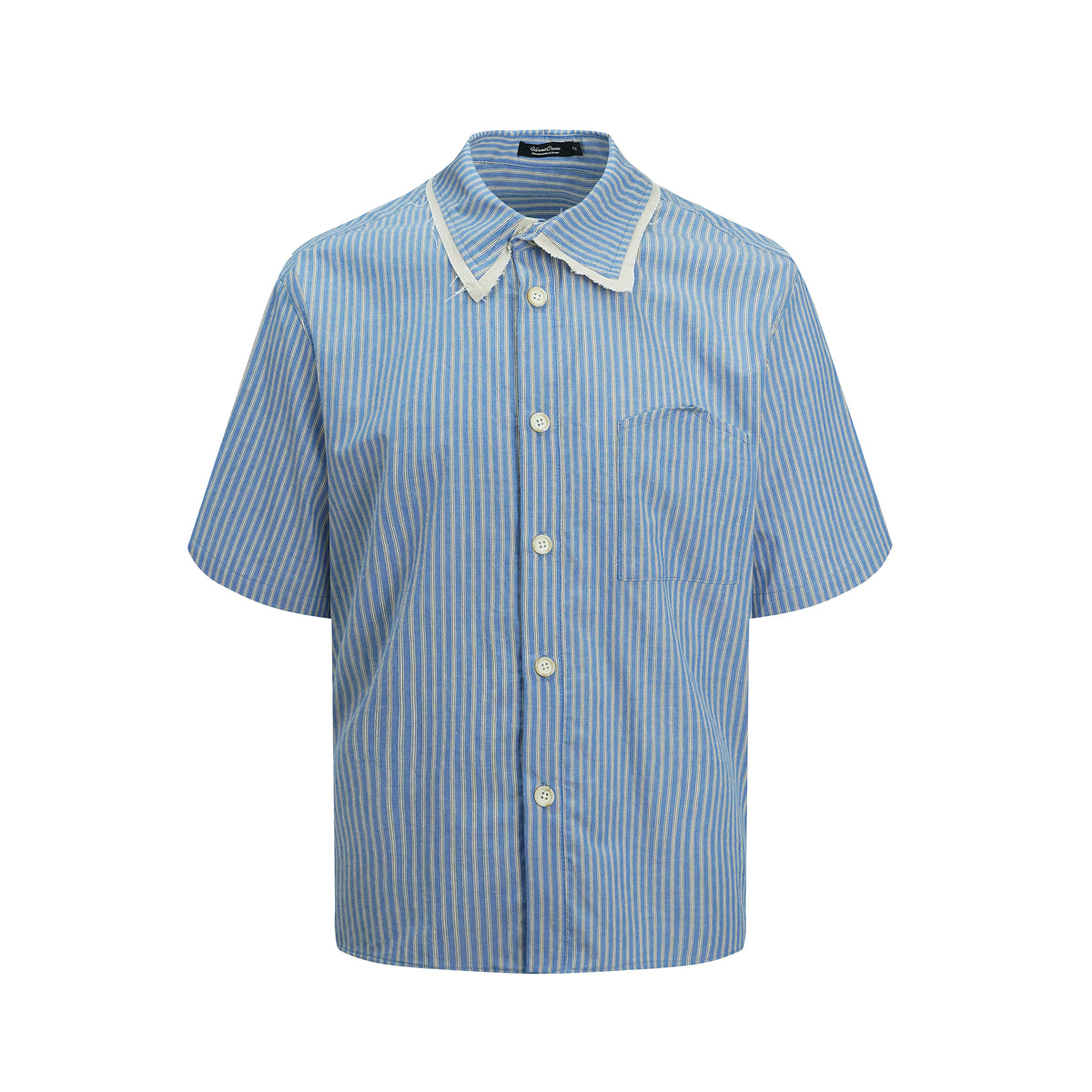 HC/HermitCreate Short Sleeve Splicing Shirt Summer Old Money Short Width Boxy Button Jacquard Making Old Street