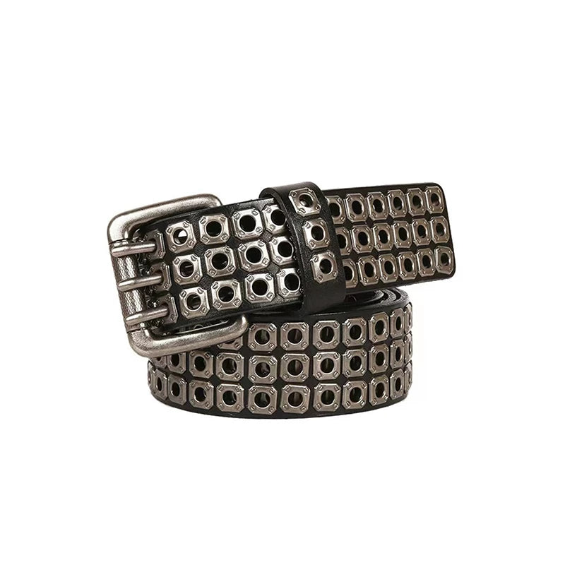 DND4DES Fan Chengcheng Xu Kai Same Gothic Dark Ya Hollow Willow Nail Head Layer Cowhide Punk Belt and Strap