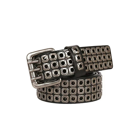 DND4DES Fan Chengcheng Xu Kai Same Gothic Dark Ya Hollow Willow Nail Head Layer Cowhide Punk Belt and Strap