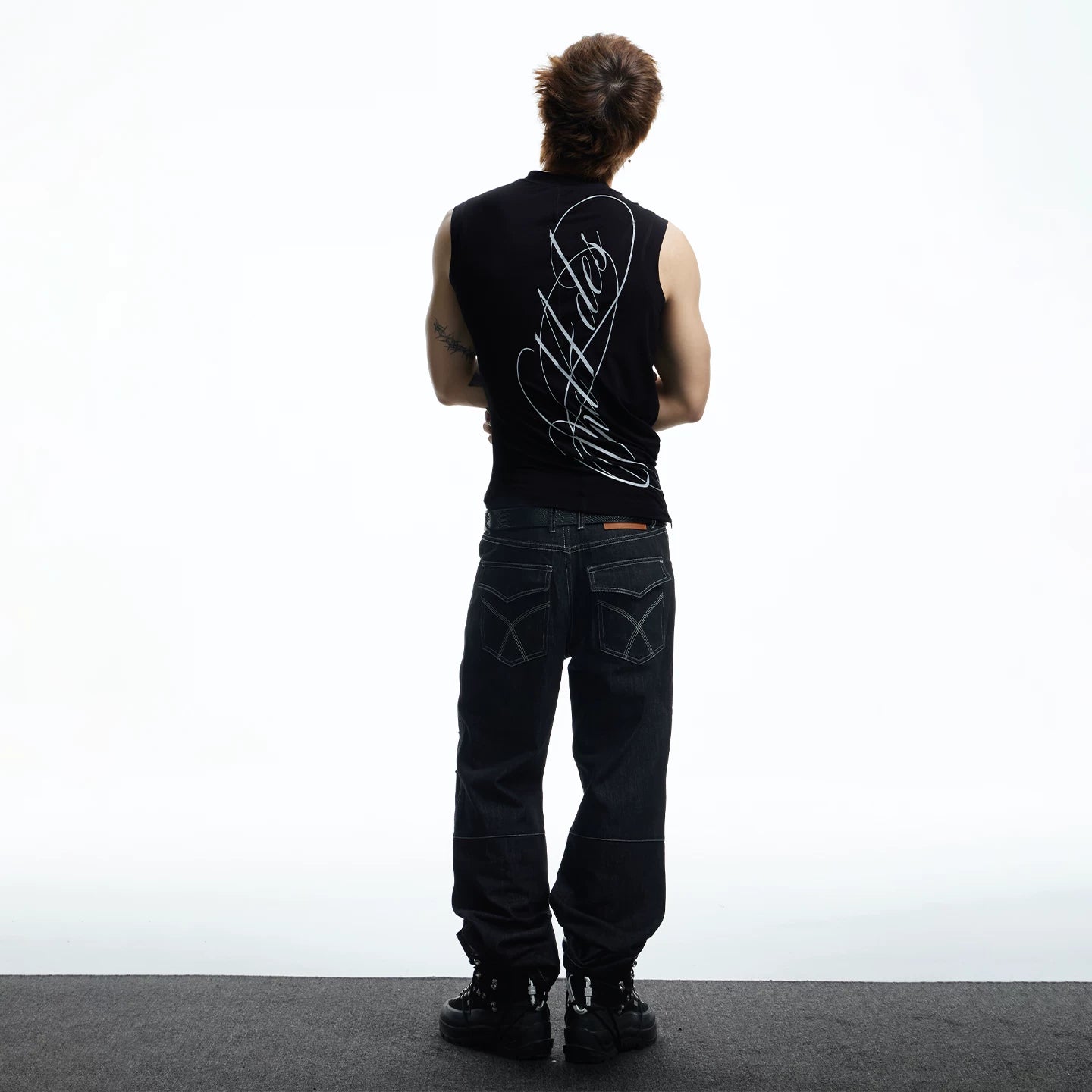 DND4DES American street style sleeveless vest with elastic slim fit printed American base top