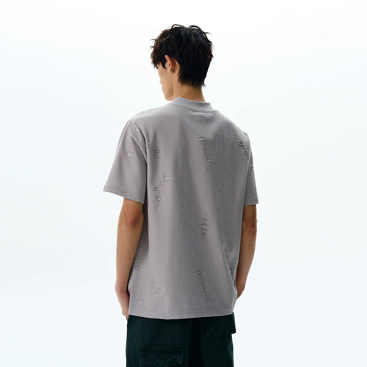 A PUEE American Retro Cleanfit Letter Slogan Punched Short Sleeve T-shirt High End Versatile Loose Top