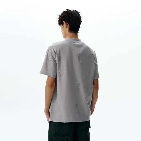 A PUEE American Retro Cleanfit Letter Slogan Punched Short Sleeve T-shirt High End Versatile Loose Top
