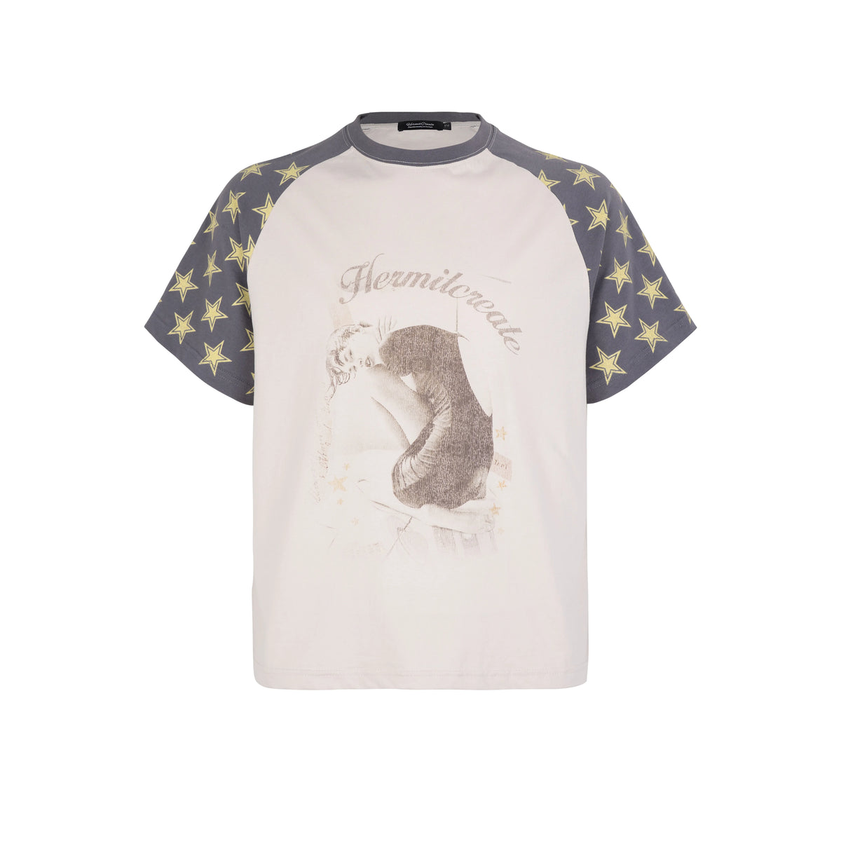 HC/HermitCreate Star Girl Portrait Theme Retro distressed raglan T-shirt Boxy Edition