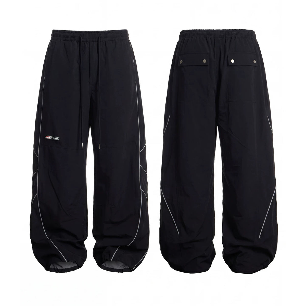 DND4DES American street high-end reflective strip wide leg paratrooper pants commuting black loose sports pants