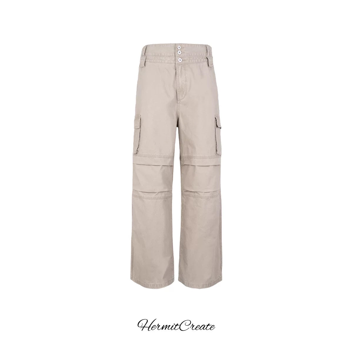 HC/HermitCreate Double Waist Folded Multi Pocket Washed Buckle Work Pants
