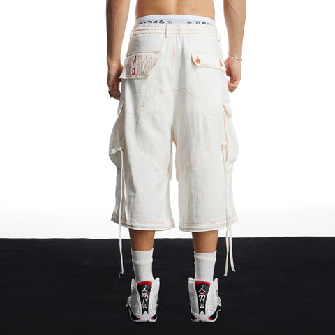 DND4DES cleanfit casual linen wide leg pants with multiple pockets and a hanging feel straight leg cropped shorts for commuting