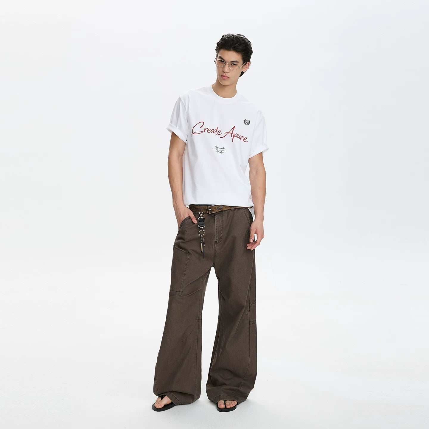 A PUEE Retro American Classic Letter Slogan Printed Short Sleeve T-shirt for Men and Women Commuting Loose Versatile Top Summer