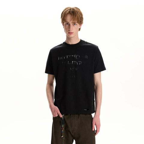 A PUEE Retro Vintage Vintage Double Collar Short Sleeve T-shirt Trendy Street Rascal Handsome Loose Boxy Short Top