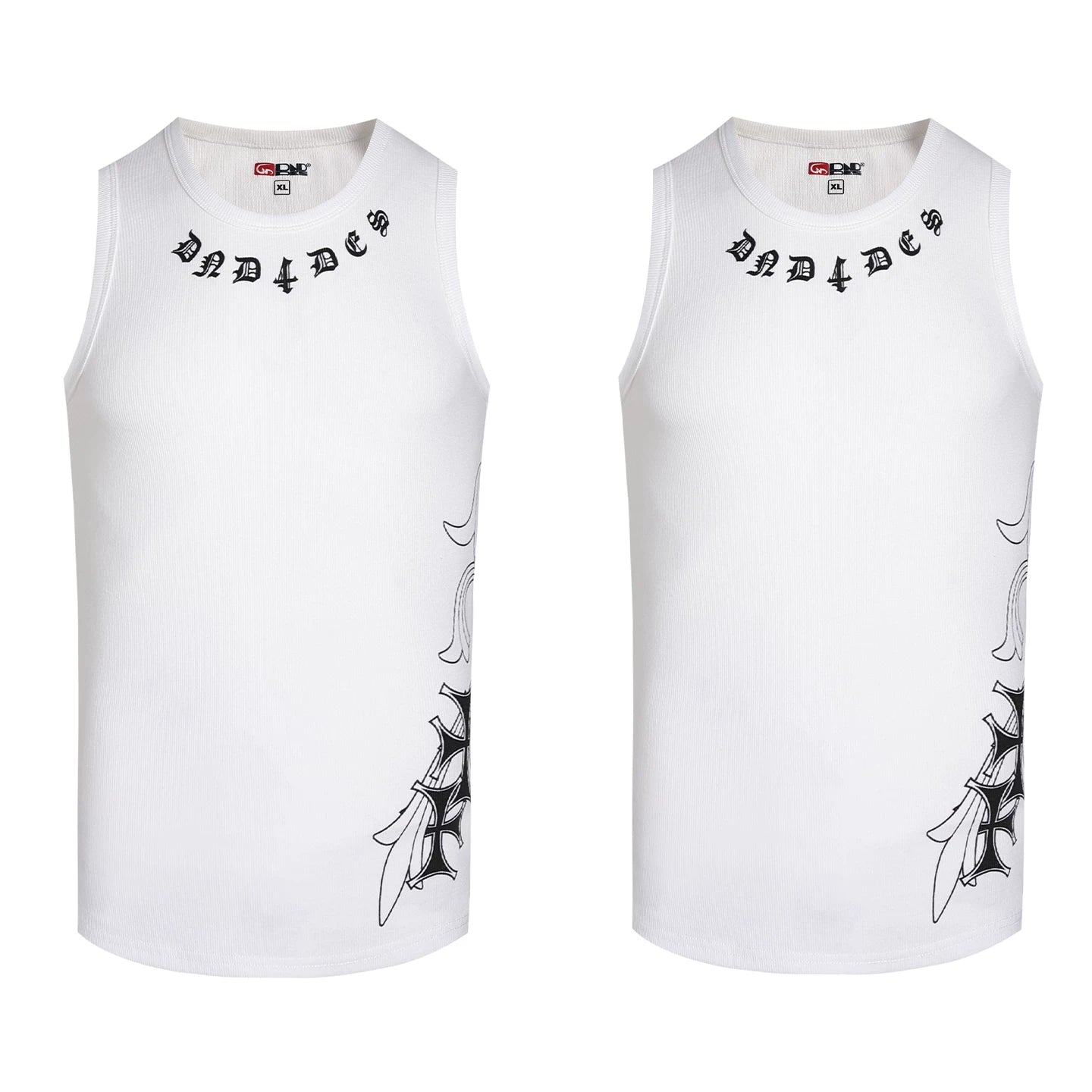 DND4DES Deng Kai Same Style American Street Hip Hop Tight Elastic Honeysuckle Cross Printed Tank Top Multi Color