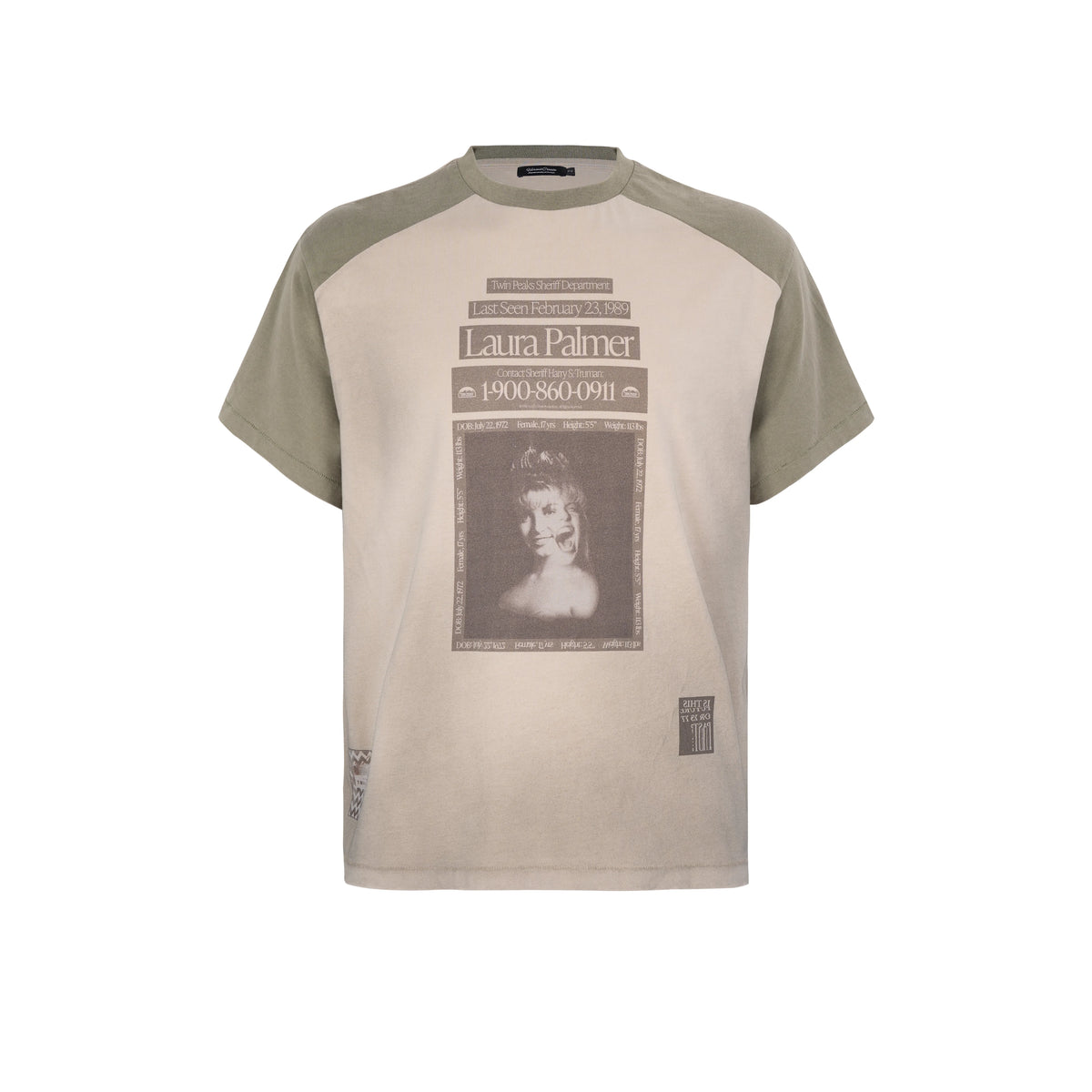 HC/HermitCreate portrait print, washed and worn, shoulder length short sleeved flat, second creation Boxy style