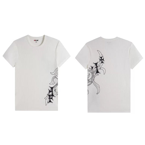DND4DES trendy elastic short sleeved T-shirt with American hip-hop style printed slim fit polyester mixed cotton breathable suitable for young people