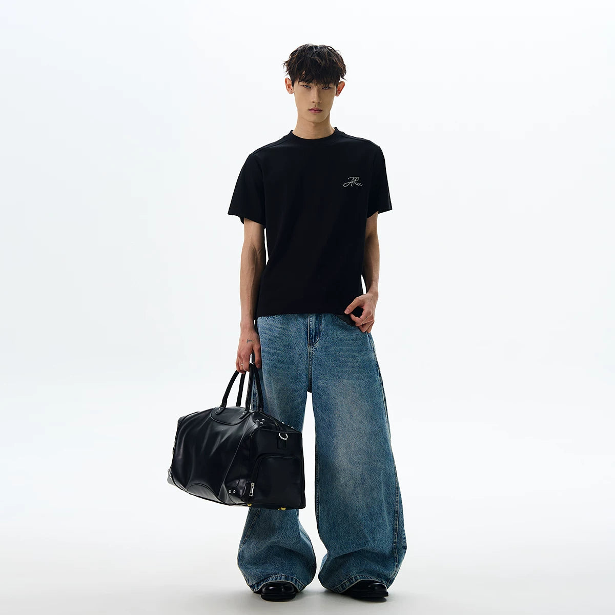 A PUEE original American retro cleanfit front shoulder basic short sleeved T-shirt with a high-end feel and versatile short top