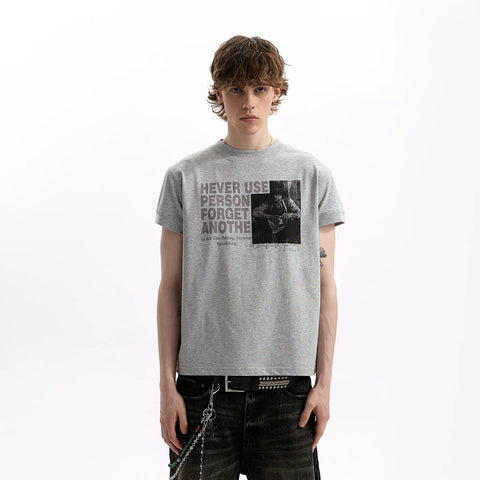 A PUEE American retro vintage vintage figure print short sleeved T-shirt boxy version shoulder short top