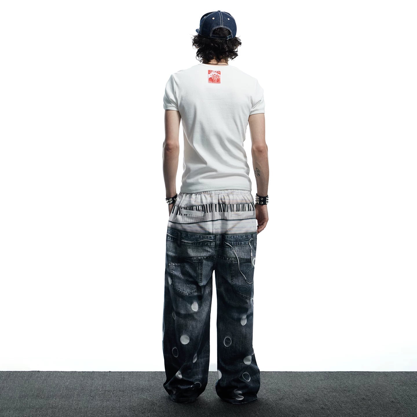 DND4DES original American polka dot 3D printed tie casual design baggy silhouette casual knitted pants