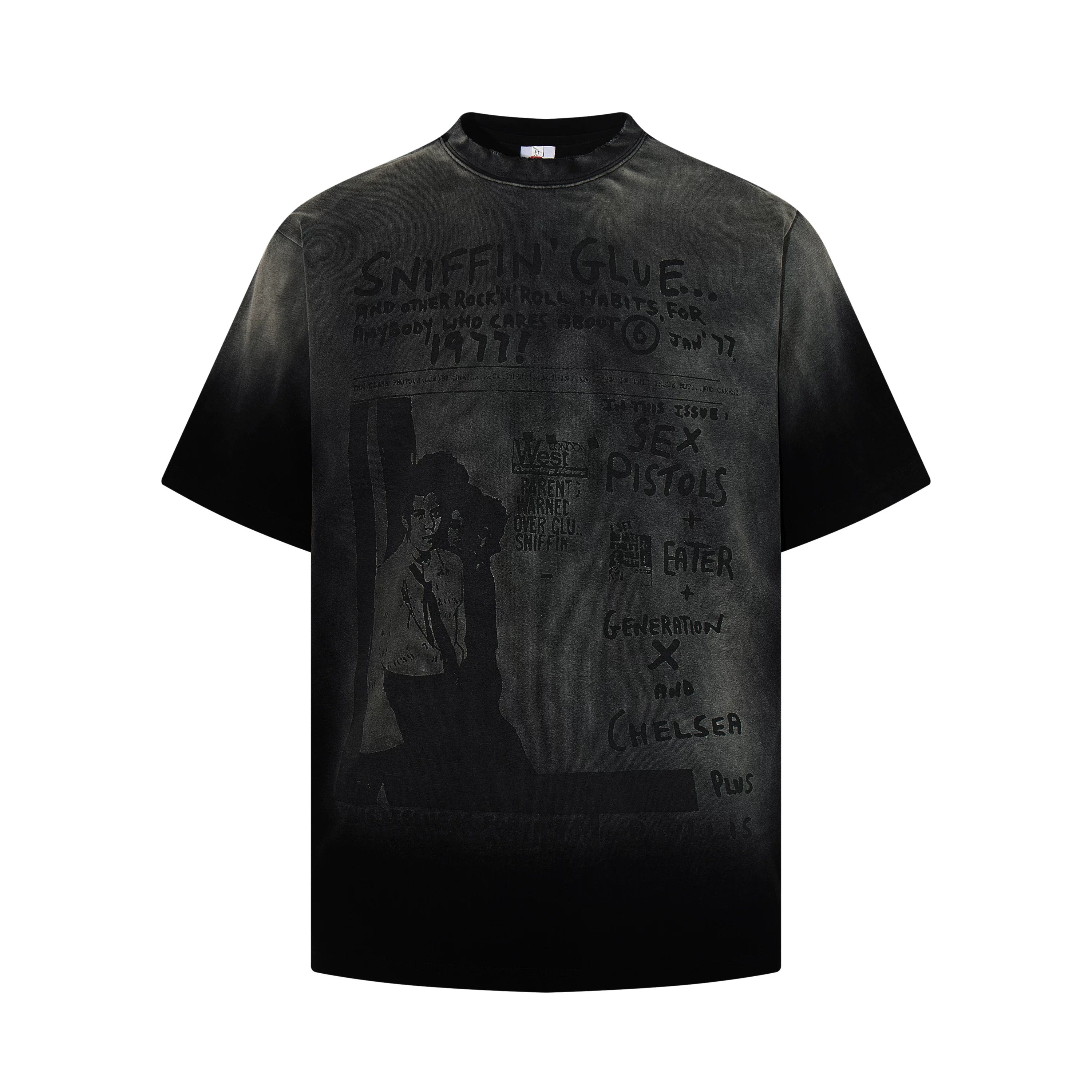A PUEE American vintage graffiti printed T-shirt for men and women casual commuting street feel, cool and stylish top for summer