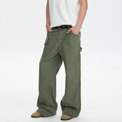 A PUEE retro American vintage vintage work pants with a high-end feel for couples, loose straight leg slimming casual pants
